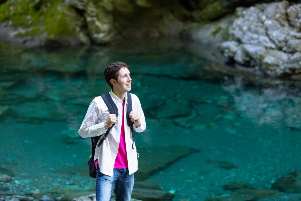 Hiking trails along the crystal blue Niyodo River